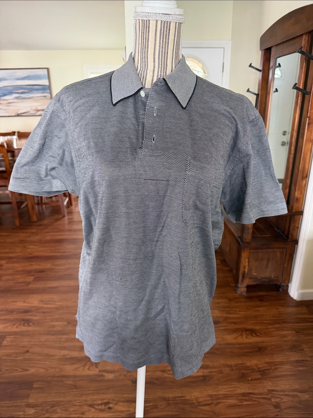 Brioni Men's Gray Micro-Pattern Polo